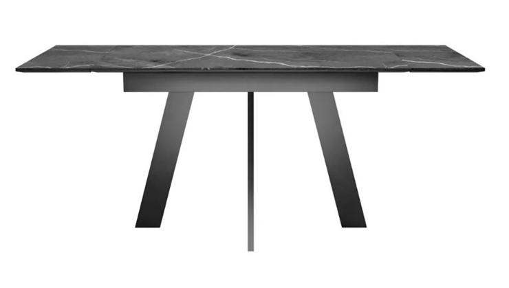 Кухонный раздвижной стол SKM 120, керамика черный мрамор/подстолье черное/ножки черные в Тюмени - изображение 4