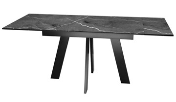 Кухонный раздвижной стол SKM 120, керамика черный мрамор/подстолье черное/ножки черные в Заводоуковске - предосмотр 5