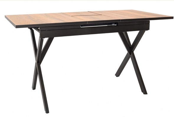 Кухонный раздвижной стол Стайл № 11 (1100/1500*700 мм.) столешница Оптивайт , фотопечать, форма Флан, с механизмом бабочка в Тюмени - изображение