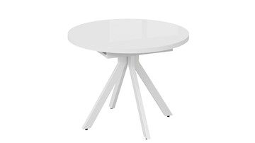 Кухонный стол раскладной Стокгольм Тип 1 (Белый муар/Стекло глянцевое белое) в Тюмени - предосмотр 2