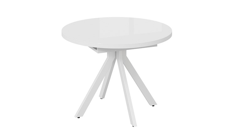Кухонный стол раскладной Стокгольм Тип 1 (Белый муар/Стекло глянцевое белое) в Тюмени - изображение 2