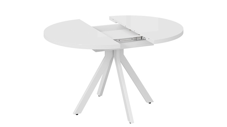 Кухонный стол раскладной Стокгольм Тип 1 (Белый муар/Стекло глянцевое белое) в Заводоуковске - изображение 3