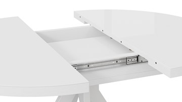 Кухонный стол раскладной Стокгольм Тип 1 (Белый муар/Стекло глянцевое белое) в Тюмени - предосмотр 4
