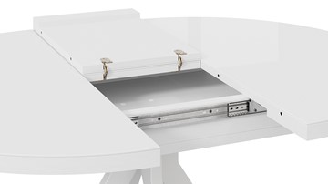 Кухонный стол раскладной Стокгольм Тип 1 (Белый муар/Стекло глянцевое белое) в Тюмени - предосмотр 6
