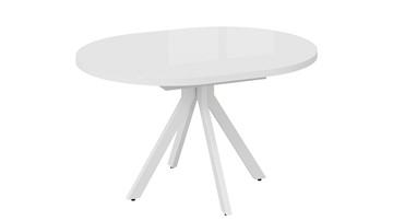 Кухонный стол раскладной Стокгольм Тип 1 (Белый муар/Стекло глянцевое белое) в Тюмени - предосмотр 7