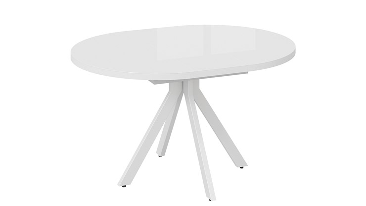 Кухонный стол раскладной Стокгольм Тип 1 (Белый муар/Стекло глянцевое белое) в Тюмени - изображение 7