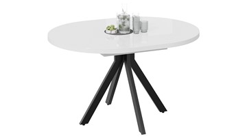 Кухонный стол раздвижной Стокгольм Тип 1 (Черный муар/Стекло глянцевое белое) в Тюмени - предосмотр 1