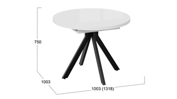 Кухонный стол раздвижной Стокгольм Тип 1 (Черный муар/Стекло глянцевое белое) в Тюмени - предосмотр 13