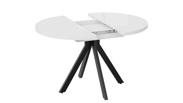 Кухонный стол раздвижной Стокгольм Тип 1 (Черный муар/Стекло глянцевое белое) в Тюмени - предосмотр 3