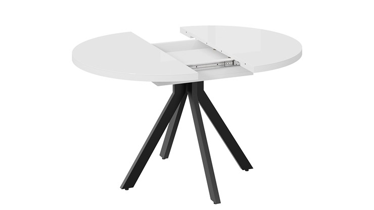 Кухонный стол раздвижной Стокгольм Тип 1 (Черный муар/Стекло глянцевое белое) в Тюмени - изображение 3