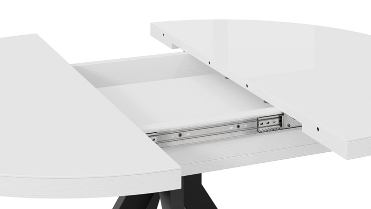 Кухонный стол раздвижной Стокгольм Тип 1 (Черный муар/Стекло глянцевое белое) в Заводоуковске - изображение 4