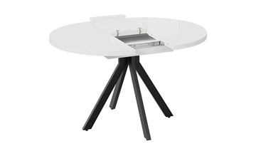 Кухонный стол раздвижной Стокгольм Тип 1 (Черный муар/Стекло глянцевое белое) в Тюмени - предосмотр 5