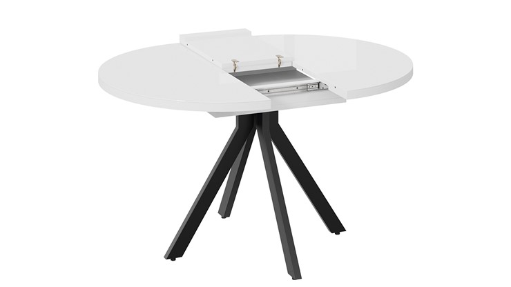 Кухонный стол раздвижной Стокгольм Тип 1 (Черный муар/Стекло глянцевое белое) в Тюмени - изображение 5