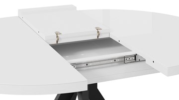 Кухонный стол раздвижной Стокгольм Тип 1 (Черный муар/Стекло глянцевое белое) в Тюмени - предосмотр 6