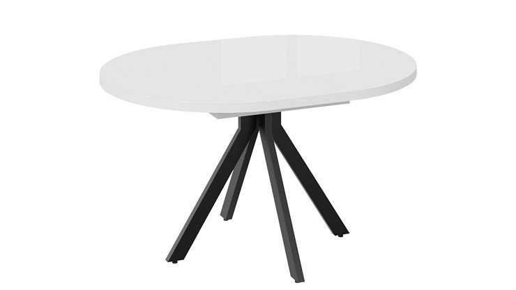 Кухонный стол раздвижной Стокгольм Тип 1 (Черный муар/Стекло глянцевое белое) в Тюмени - изображение 7