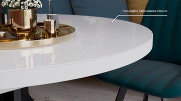 Кухонный стол раздвижной Стокгольм Тип 1 (Черный муар/Стекло глянцевое белое) в Тюмени - предосмотр 9