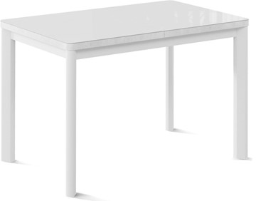 Обеденный раздвижной стол Токио-1G (ноги металлические белые, cтекло cristal/белый цемент) в Тюмени