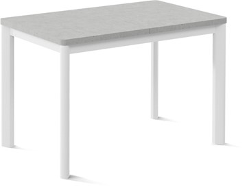 Обеденный раздвижной стол Токио-1L (ноги металлические белые, светлый цемент) в Тюмени