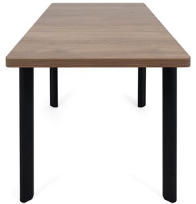 Кухонный стол раскладной Токио-1L (ноги металлические черные, дуб табако) в Заводоуковске - предосмотр 5