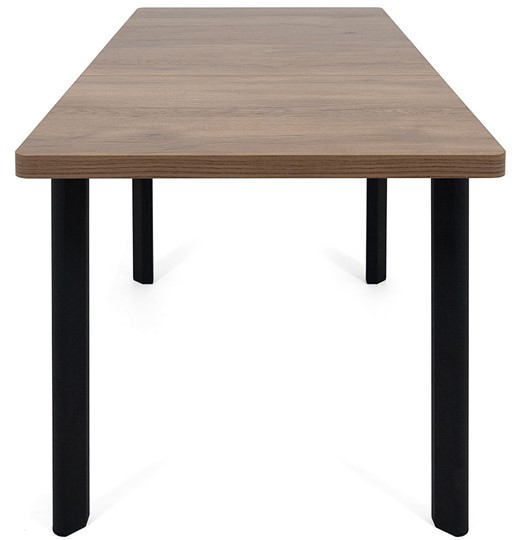Кухонный стол раскладной Токио-1L (ноги металлические черные, дуб табако) в Тюмени - изображение 5