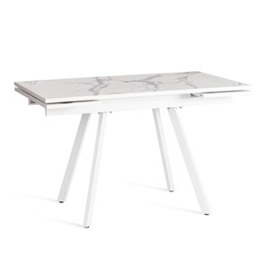 Кухонный стол раскладной VIGO ЛДСП/HPL/металл,120x80x30х30х75 см, Мрамор светлый/белый арт.20623 в Тюмени