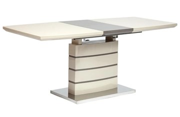 Раздвижной стол WOLF ( mod. 8053-2 ) мдф high gloss/закаленное стекло, 120/160x80x76, слоновая кость/латте в Тюмени