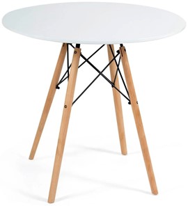 Кухонный обеденный стол CINDY NEXT, металл/мдф/бук, D80х75см, белый/натуральный арт.13067 в Тюмени - предосмотр