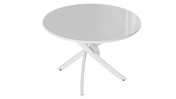 Кухонный круглый стол Diamond тип 2 (Белый муар/Белый глянец) в Тюмени