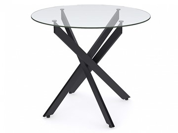 Стол обеденный круглый Dikline R900 стекло/ножки черный металл в Тюмени