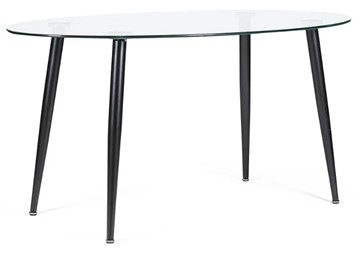 Кухонный овальный стол KASSEL (mod. DT333) металл/закаленное стекло (10 мм), 150х90х75см, черный в Тюмени