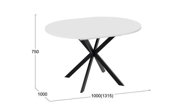 Обеденный раздвижной стол Мэдисон Тип 1 (Черный муар, Белый) в Заводоуковске - изображение 4