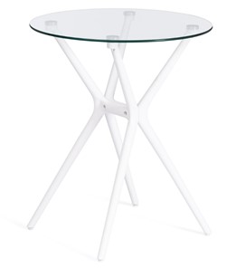 Стеклянный стол PARNAVAZ (mod. 29) пластик/стекло, 60х60х70,5 прозрачный/белый арт.19697 в Тюмени