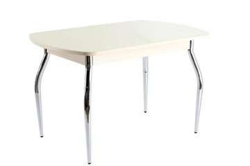 Обеденный стол СТОЛБУРГ ПГ-05 СТ1, дуб молочный/песочное стекло/35 хром гнутые металл в Тюмени