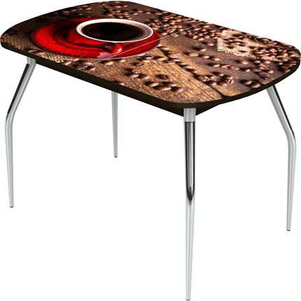 Обеденный раздвижной стол Ривьера исп.1 ноги хром №5 Фотопечать (Кофе №1) в Тюмени - изображение