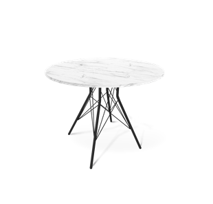 Обеденный круглый стол SHT-TU2-1 / SHT-TT 90 ЛДСП (мрамор кристалл/черный муар) в Тюмени