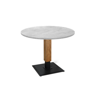 Круглый стол на кухню SHT-TU22 / SHT-TT 90 ЛДСП (бетон чикаго светло-серый/дуб брашированный корич/черный муар) в Заводоуковске