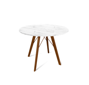 Круглый стол на кухню SHT-TU9 / SHT-TT 90 ЛДСП (мрамор кристалл/темный орех) в Тюмени