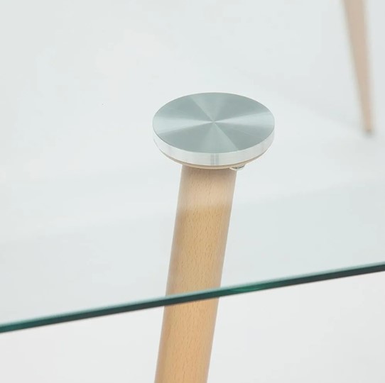 Обеденный стол SOPHIA (mod. 5003) металл/стекло (8мм), 140x80x75, бук/прозрачный арт.12098 в Заводоуковске - изображение 2