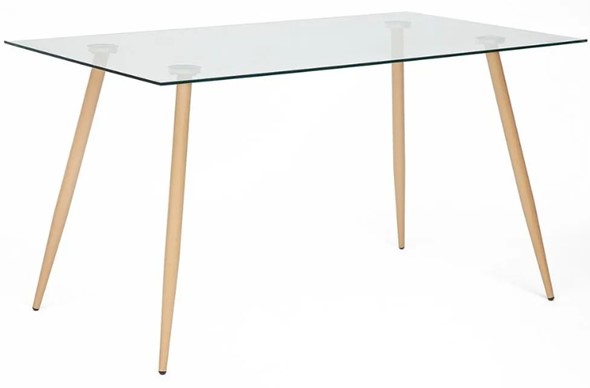 Обеденный стол SOPHIA (mod. 5003) металл/стекло (8мм), 140x80x75, бук/прозрачный арт.12098 в Заводоуковске - изображение
