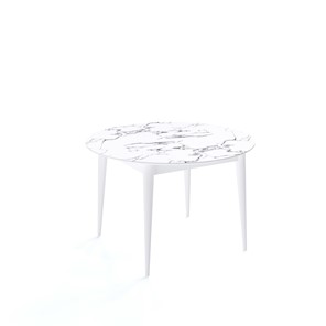 Обеденный круглый стол Kenner W1200 (Белый/Мрамор белый) в Заводоуковске