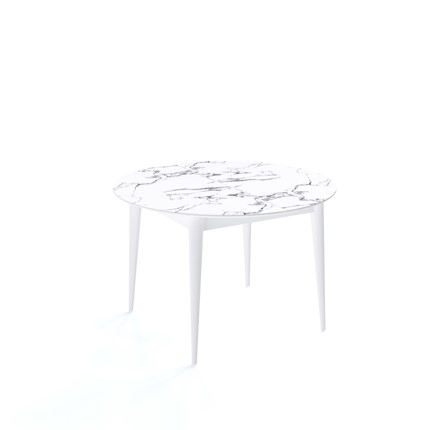 Кухонный стол раскладной Kenner W1200 (Белый/Мрамор белый) в Заводоуковске - изображение