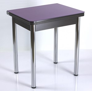 Пристенный кухонный стол СПА-07 СТ2, венге ЛДСП/стекло фиолетовый/39 прямые трубки хром в Тюмени