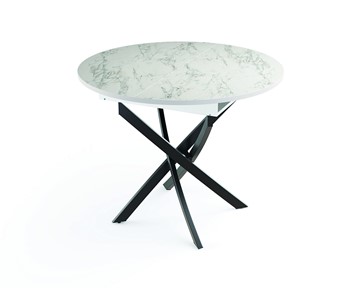 Обеденный стол 55.04 Адажио, мрамор белый/белый/металл черный в Тюмени