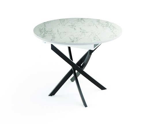 Обеденный стол 55.04 Адажио, мрамор белый/белый/металл черный в Тюмени - изображение