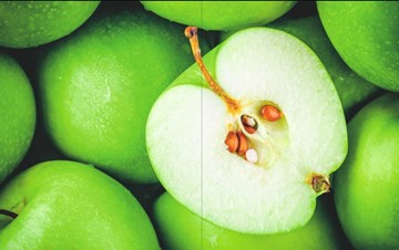 Кухонный раскладной стол Айсберг-01 СТФ, белый/фотопечать зеленые яблоки/ноги крашеные в Тюмени - предосмотр 2