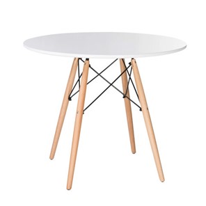 Маленький обеденный стол BRABIX "Eames T-01", круглый, диаметр 80 см, опоры дерево, белый, 532633 в Тюмени