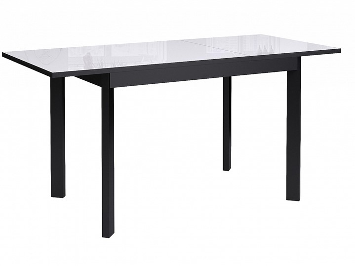 Кухонный стол раскладной Dikline Ls110, стекло белое/ножки черные в Заводоуковске - изображение 1