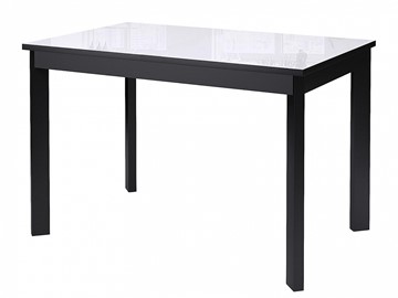 Кухонный стол раскладной Dikline Ls110, стекло белое/ножки черные в Заводоуковске