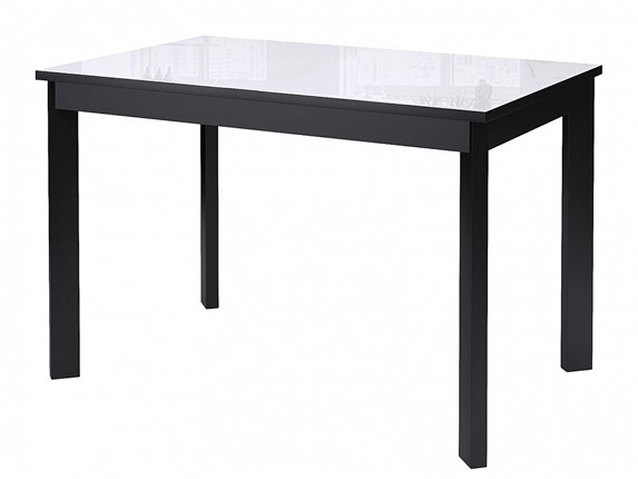 Кухонный стол раскладной Dikline Ls110, стекло белое/ножки черные в Тюмени - изображение