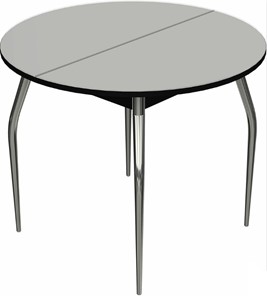 Круглый стол на кухню Ривьера исп. круг хром №5 (стекло белое/черный) в Тобольске
